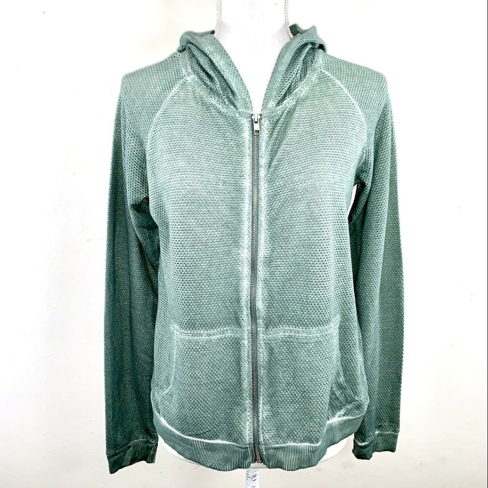 ZARA PERFORATED ZIP UP HOODIE HOODED SWEATSHIRT